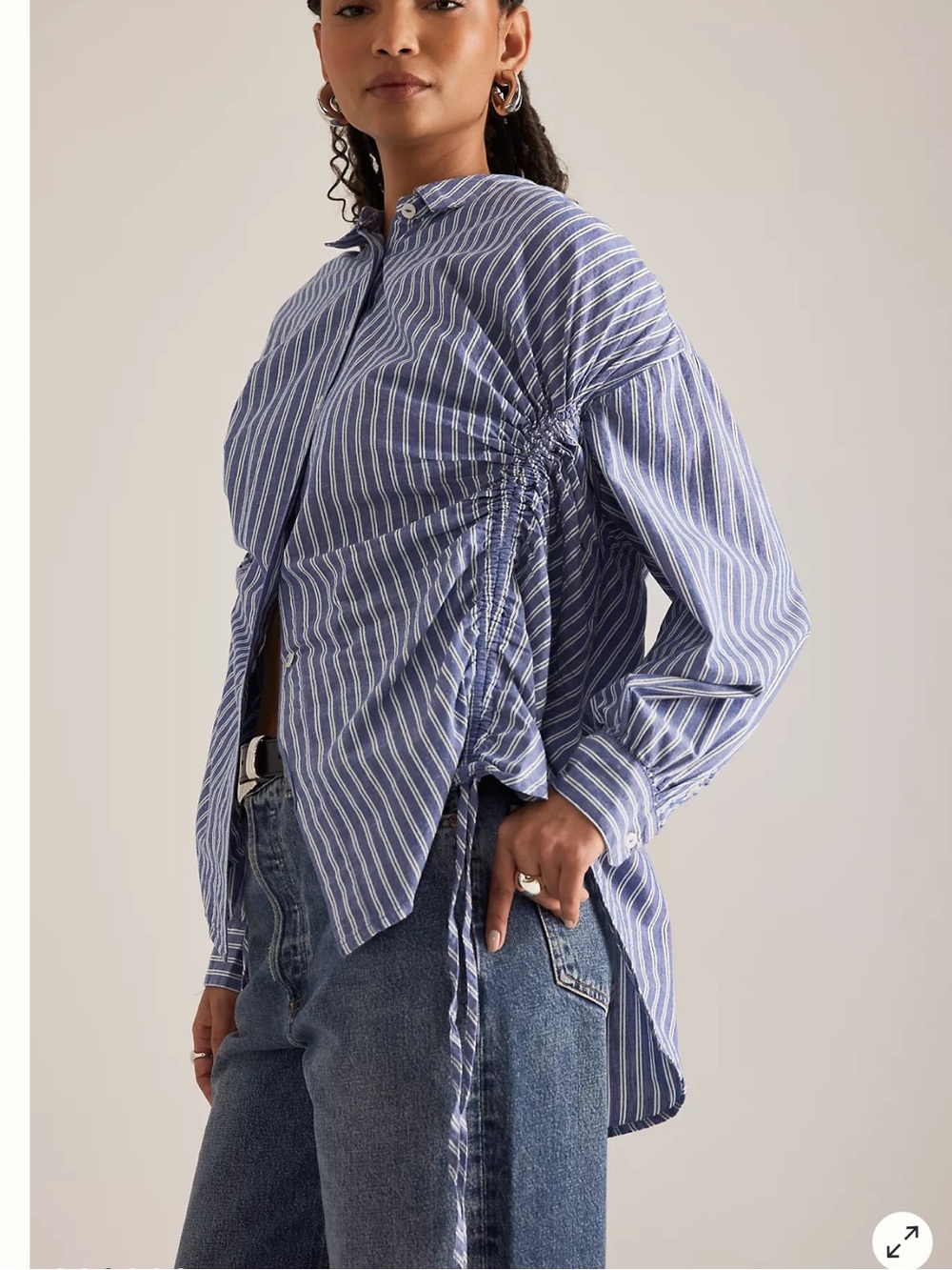 Pilcro Reworked Ruched Drawstring Shirt - Picture 3 of 8